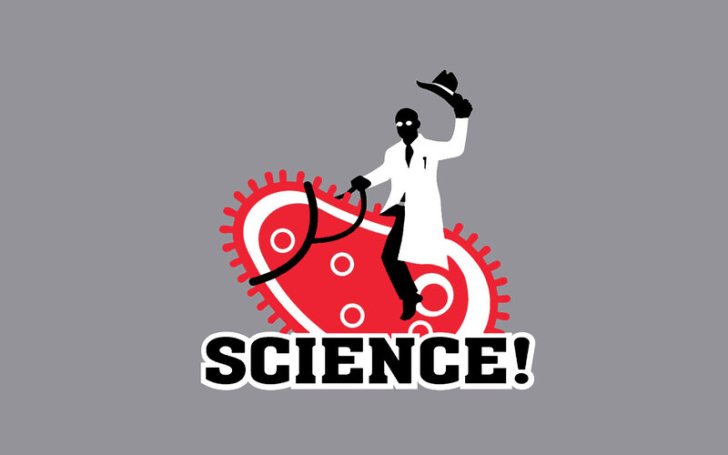 Science logo with scientist figure