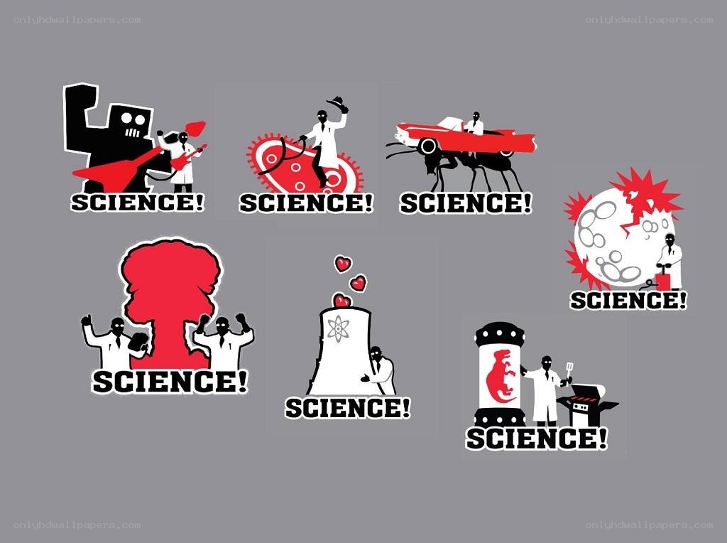 Science-themed cartoon illustrations