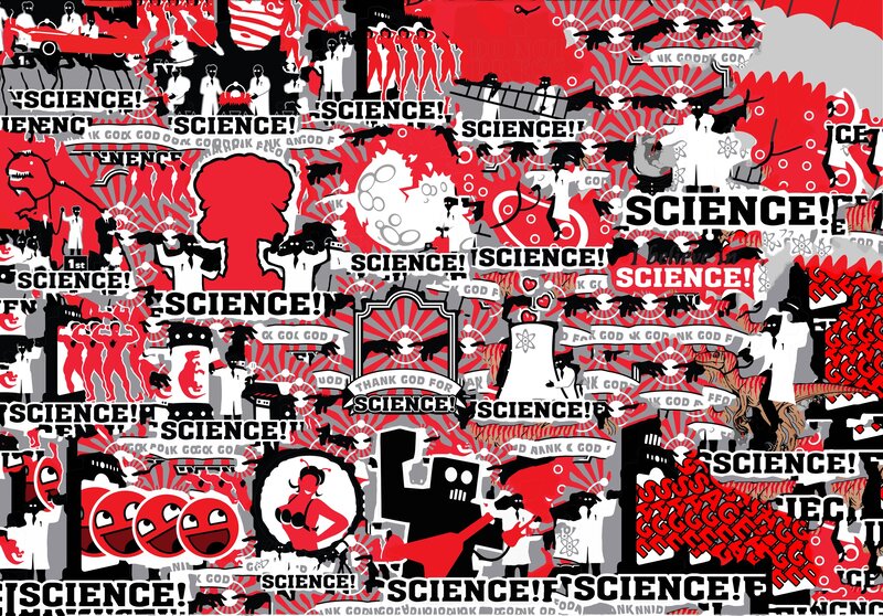 Science-themed collage art
