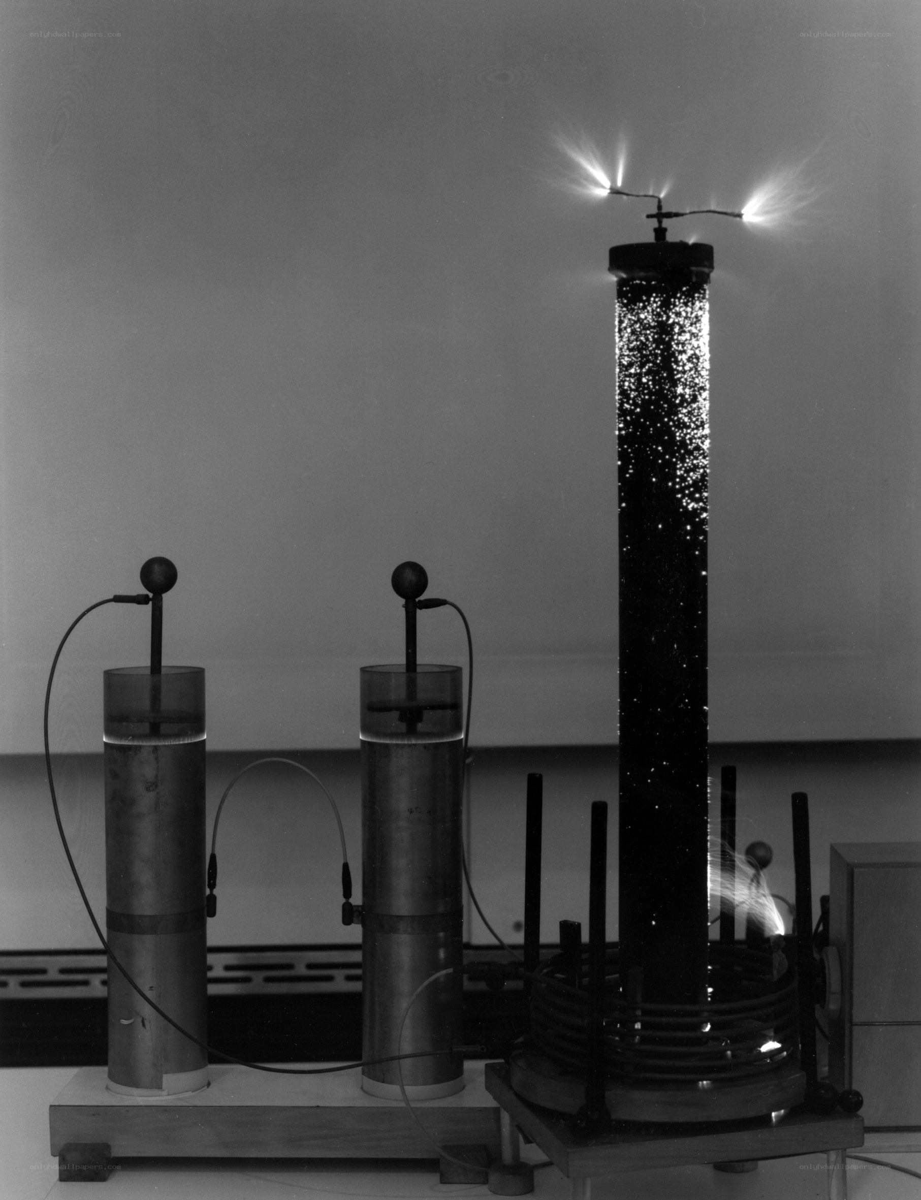 scientific experiment with plasma tubes