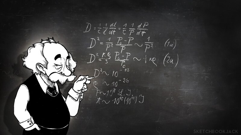 Scientist at Chalkboard — Black