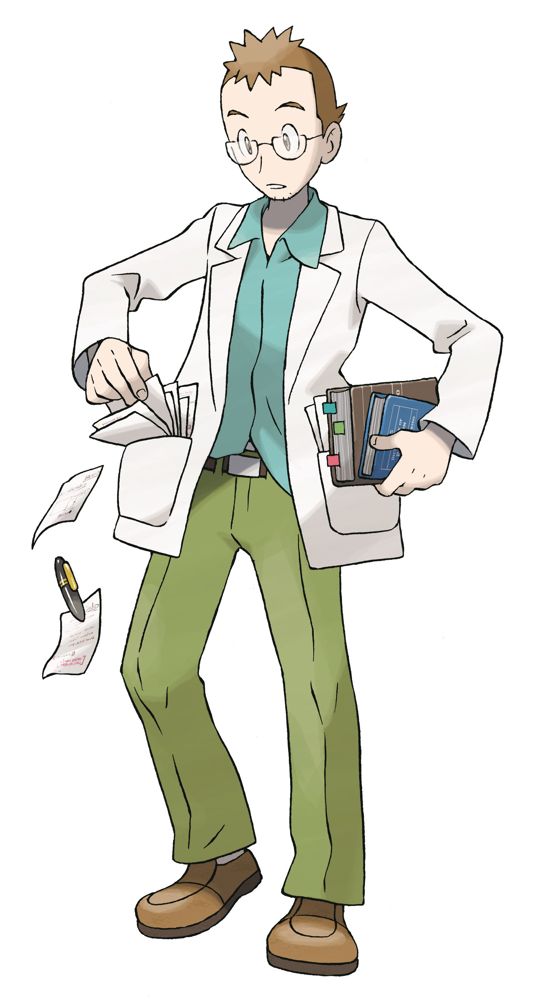 Scientist character with papers