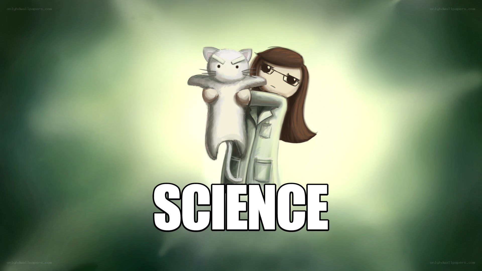 scientist holding a cat