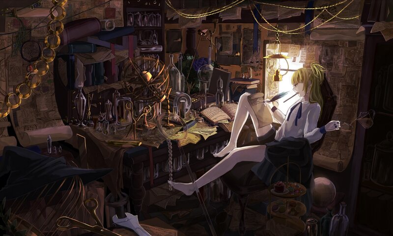 scientist in a cluttered lab