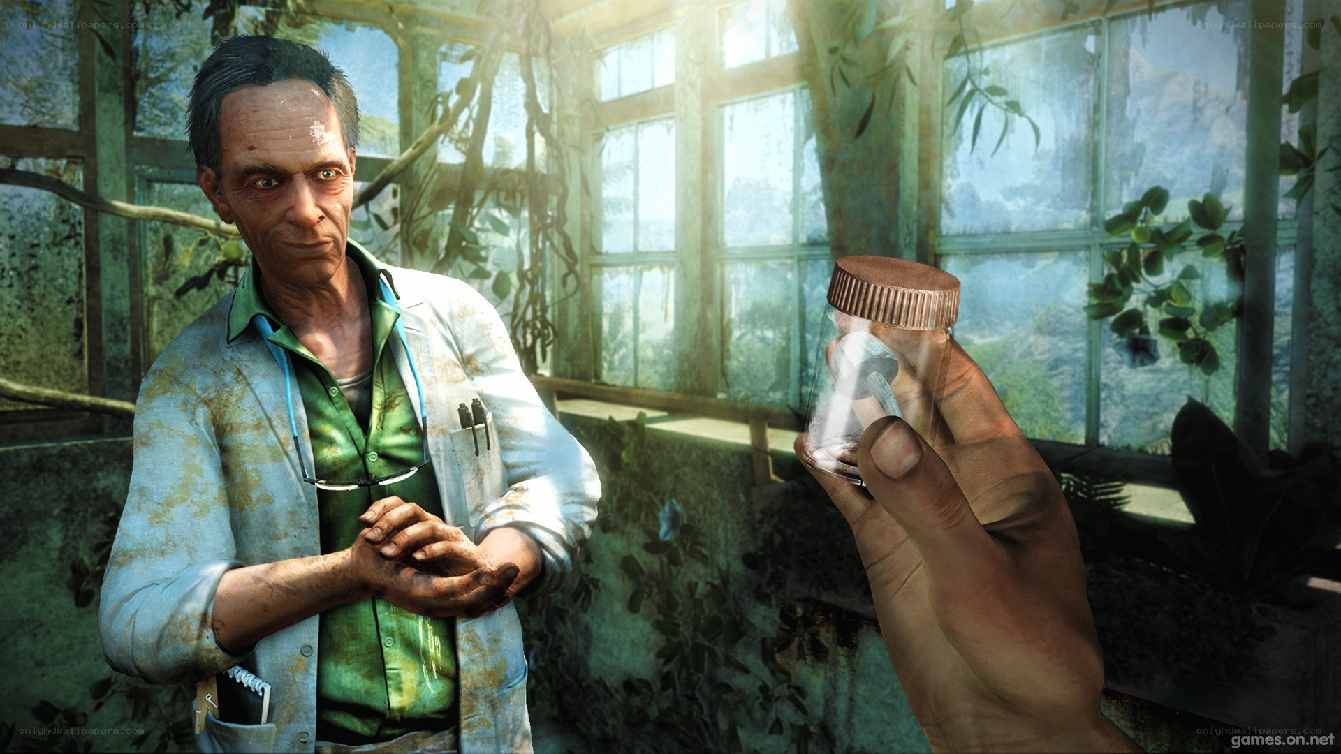 scientist in a greenhouse