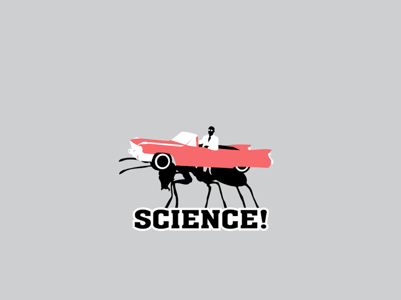 scientist in car on ant
