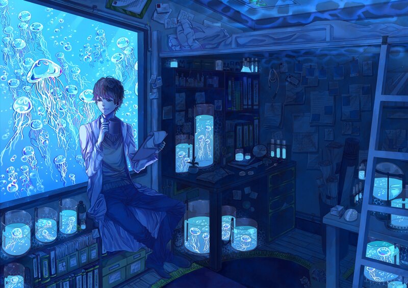 scientist in jellyfish lab