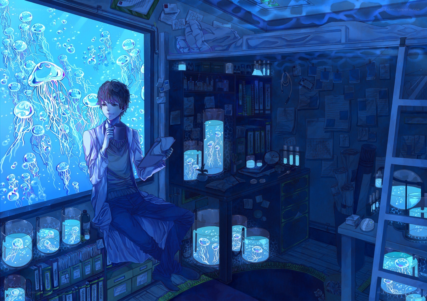 scientist in jellyfish lab