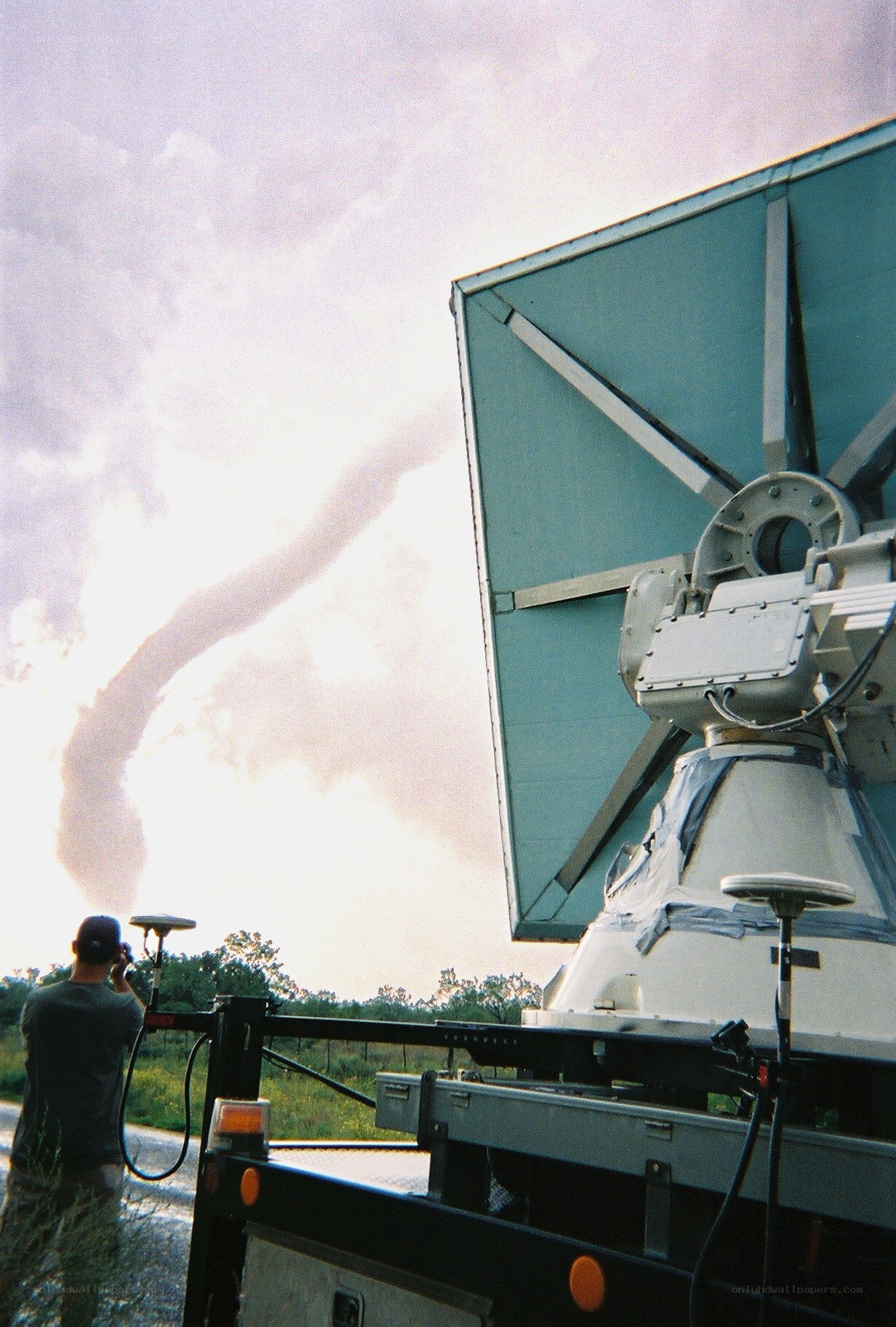 Scientist observing a tornado