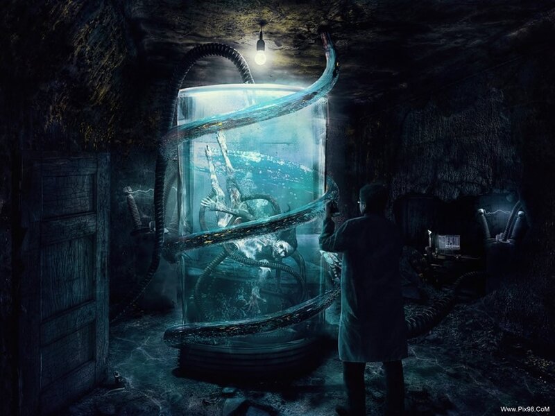 Scientist Observing Creature