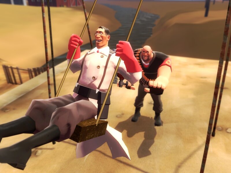 Scientist on a swing