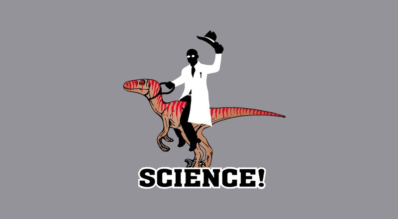 scientist riding dinosaur