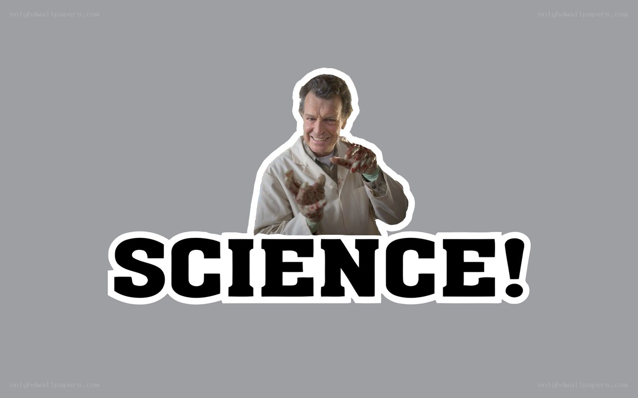 Scientist with blood-stained hands