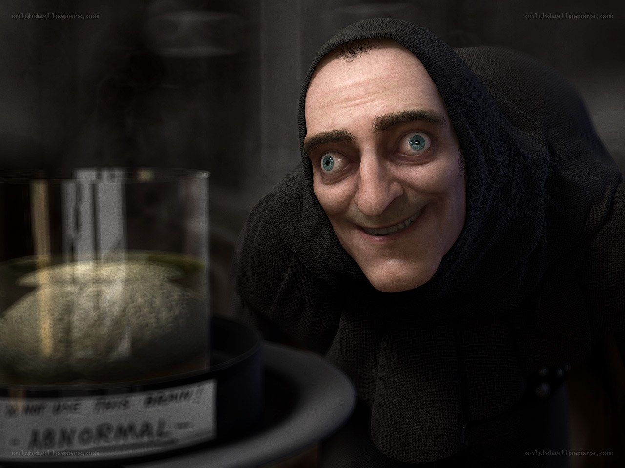scientist with brain in jar