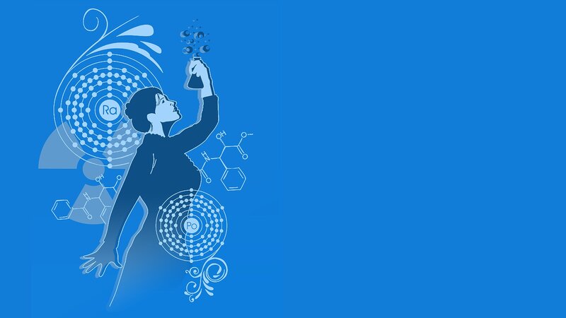 scientist with chemical symbols