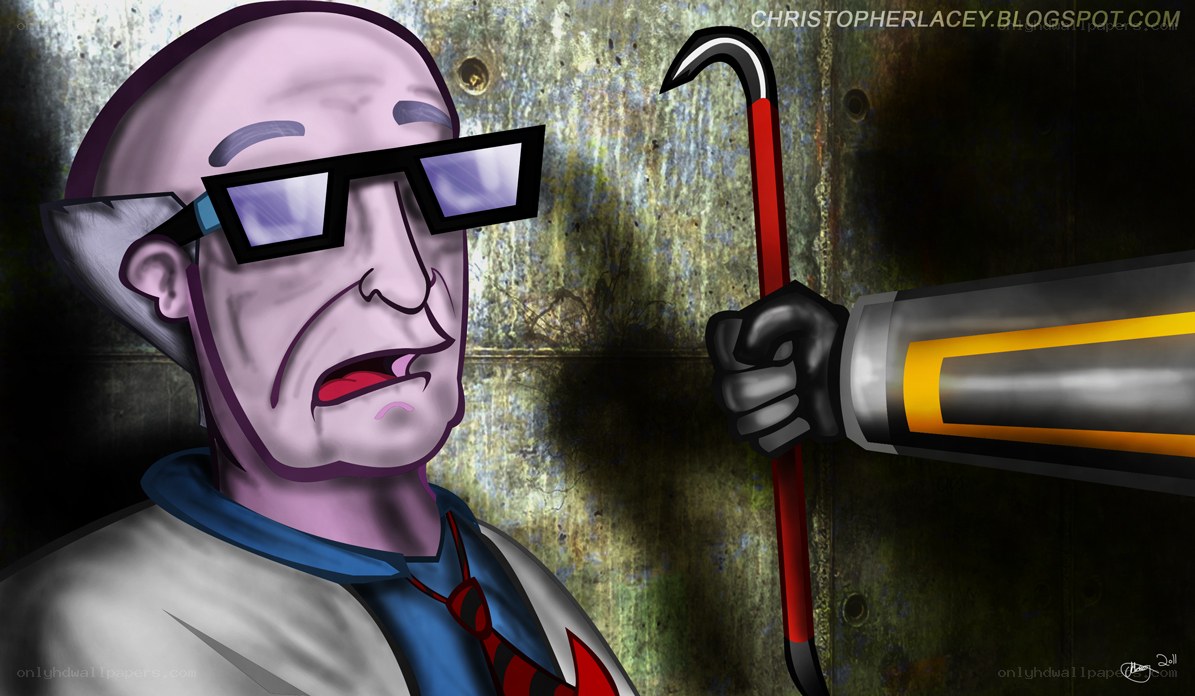 Scientist with crowbar