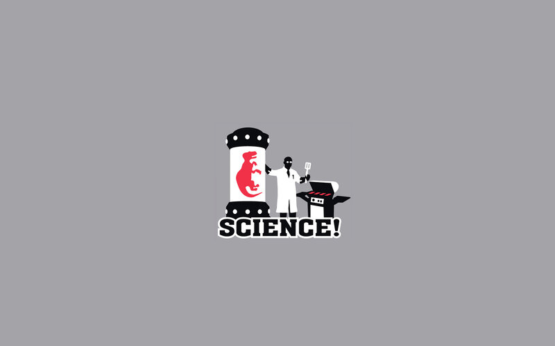 Scientist with Dinosaur — Gray