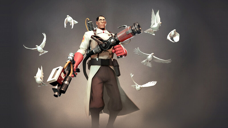 Scientist with doves