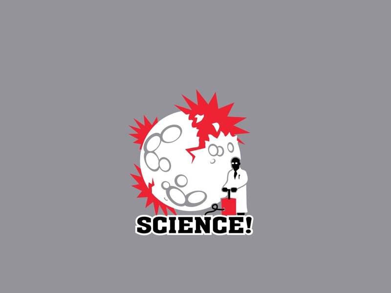 Scientist with Exploding Moon — Gray, Dramatic
