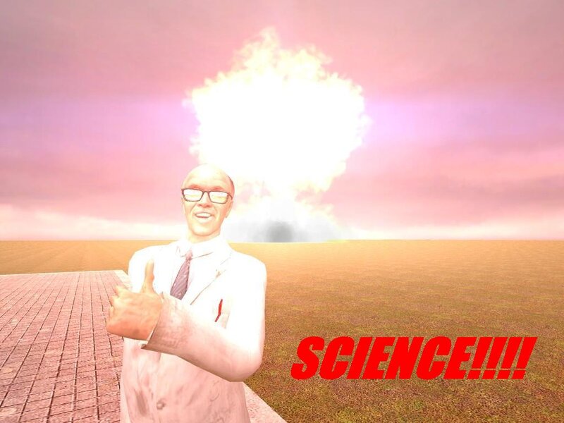 Scientist with explosion
