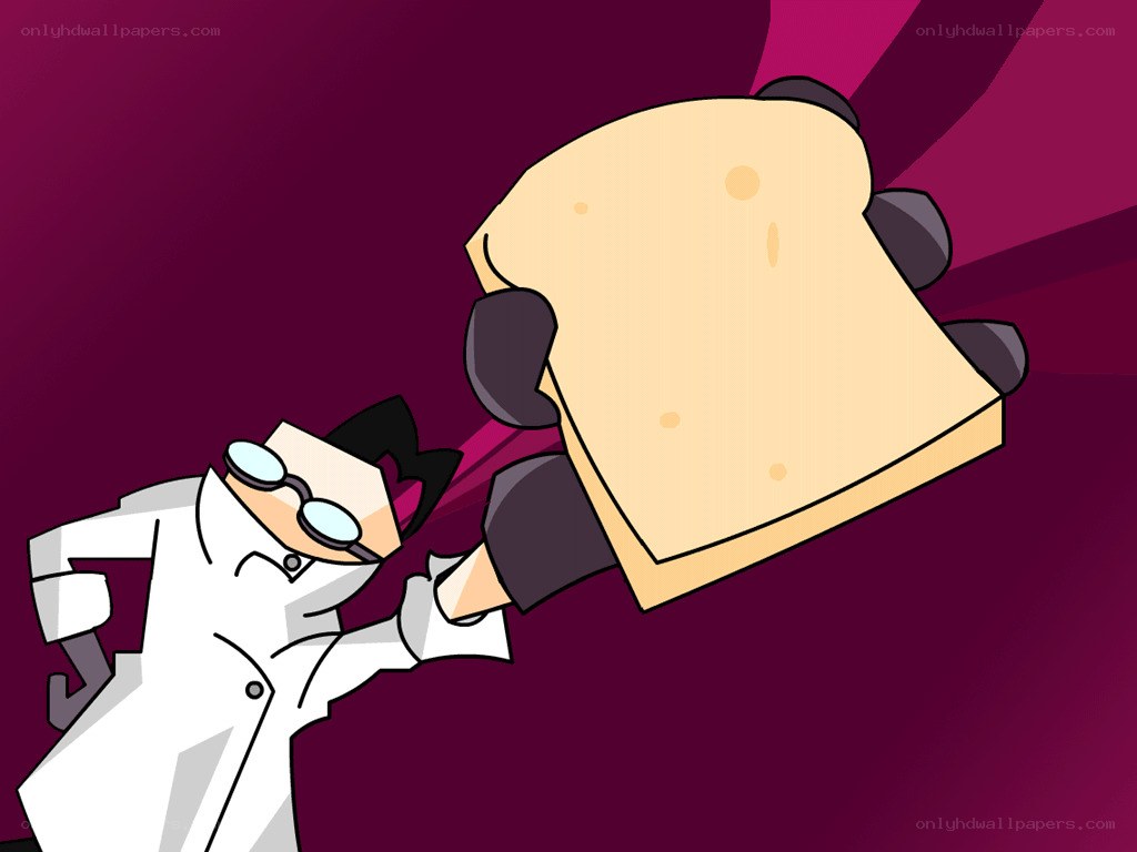 scientist with giant sandwich