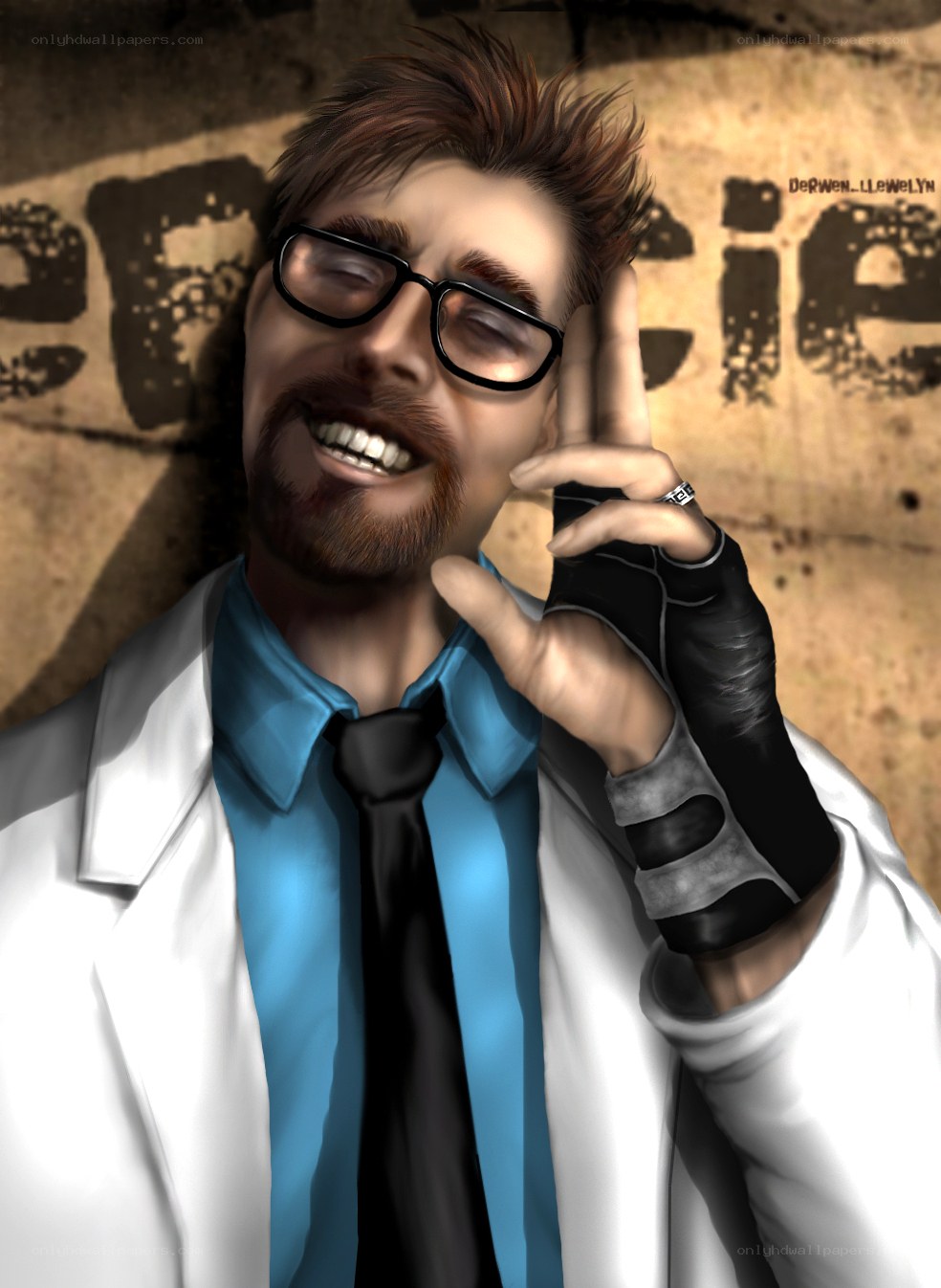 scientist with glasses and glove