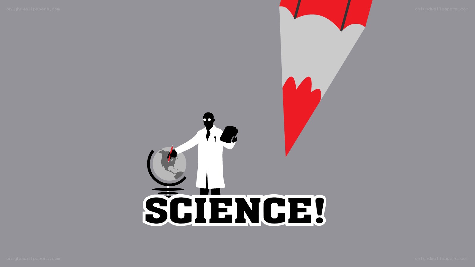 Scientist with globe and pencil