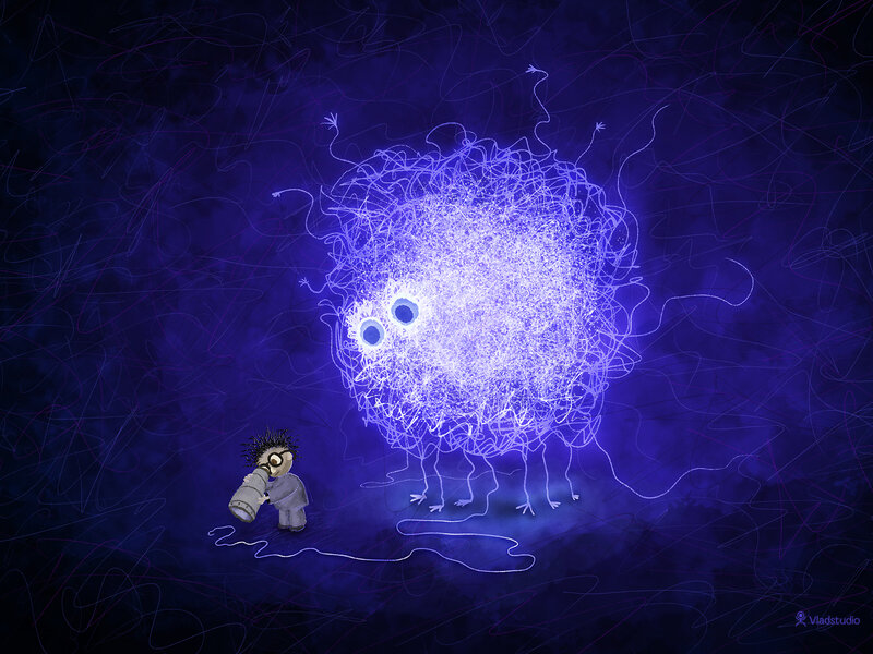 Scientist with Glowing Creature
