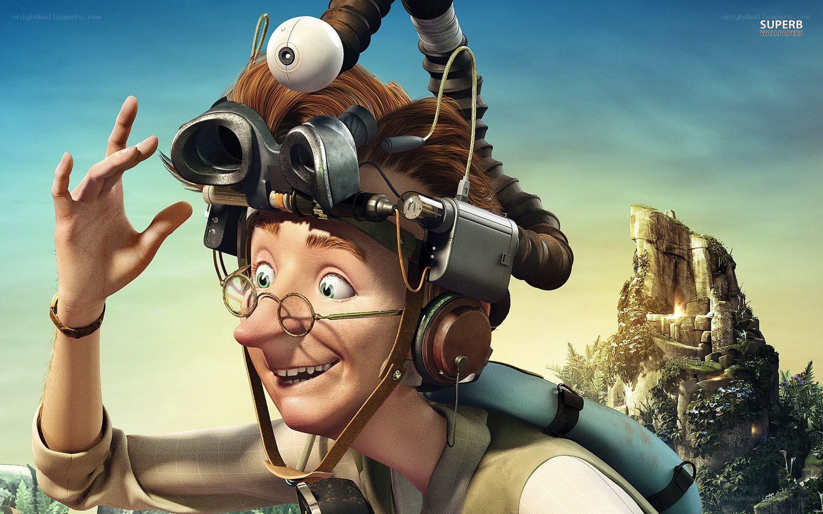scientist with goggles and gadgets