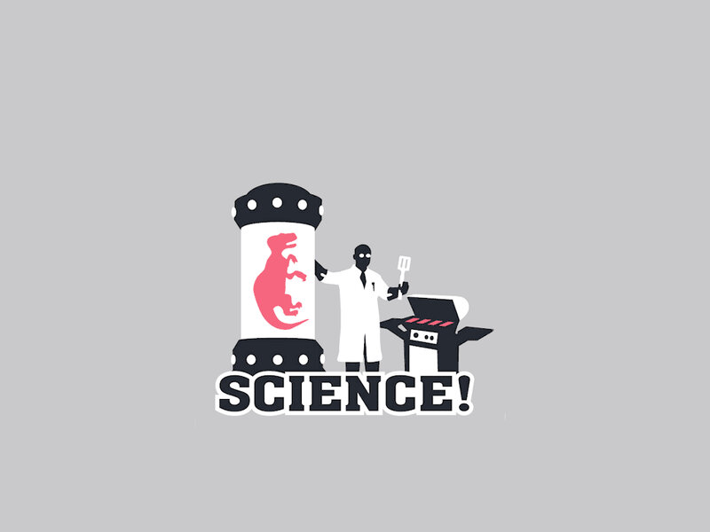 Scientist with Grill — Gray, Humorous