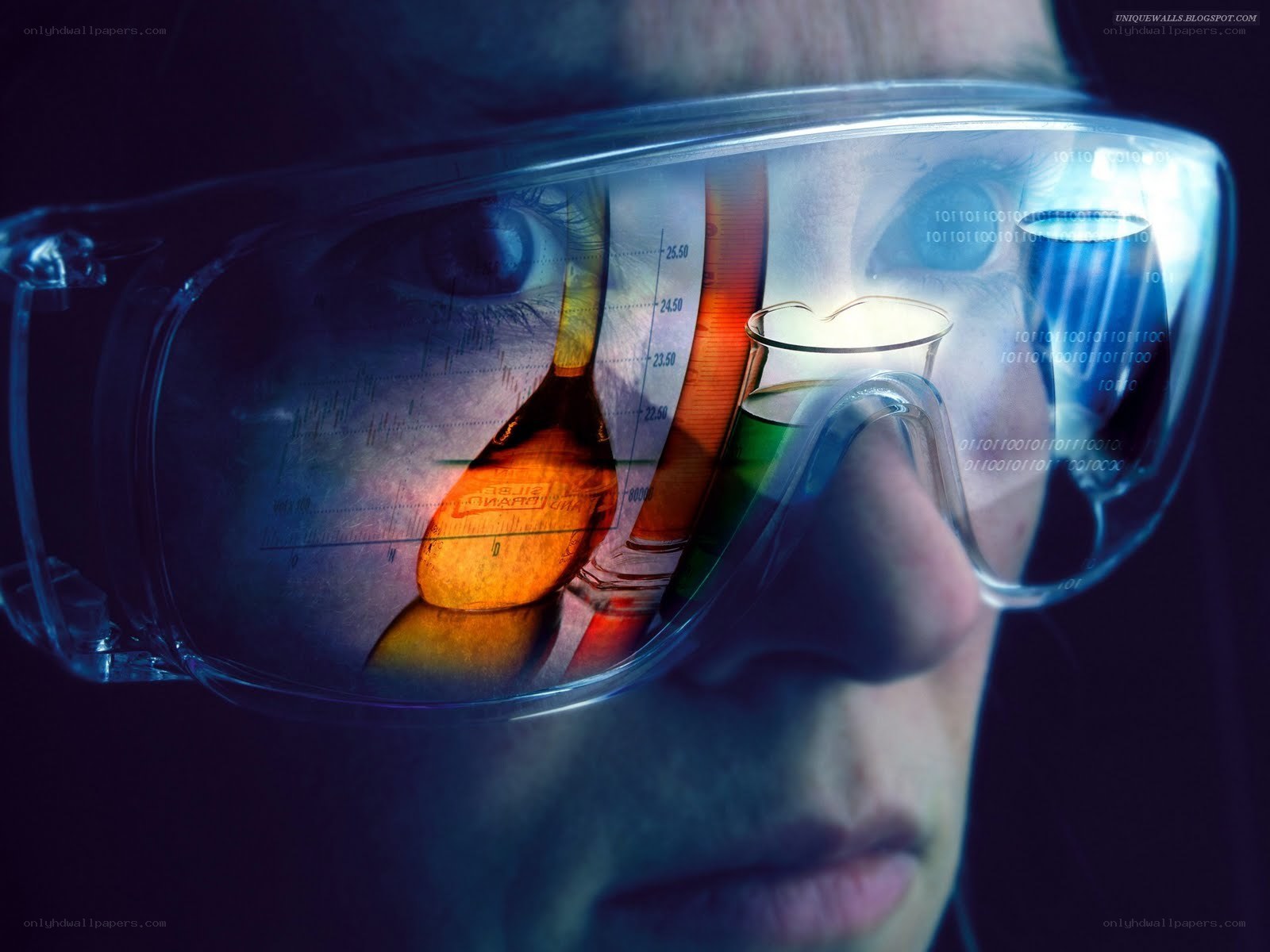 Scientist with lab equipment overlay