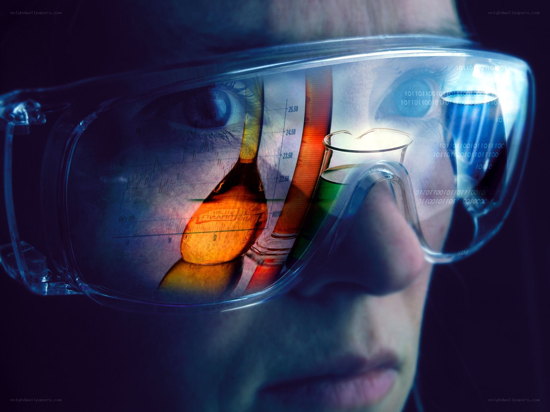 scientist with lab goggles