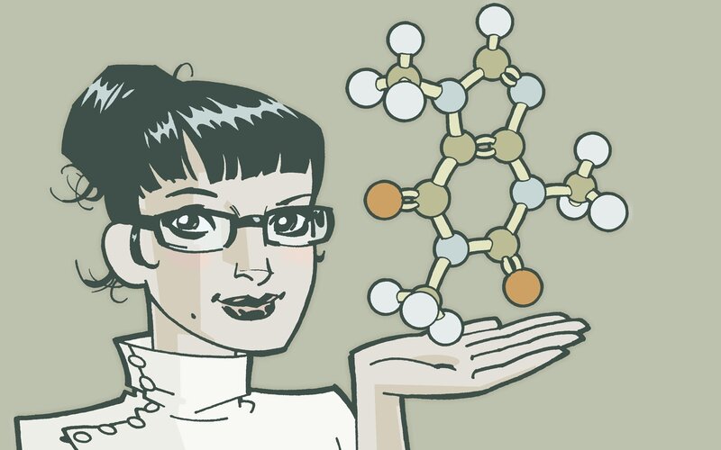 scientist with molecule model