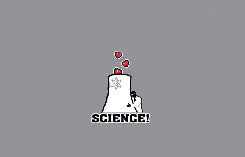 Scientist with Nuclear Tower