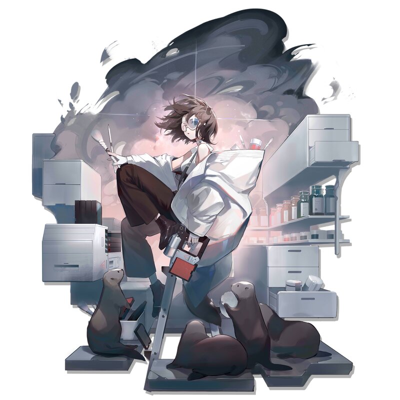 Scientist with Otters
