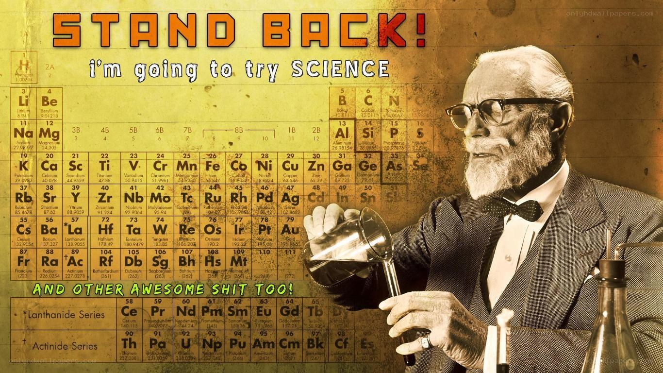 Scientist with periodic table