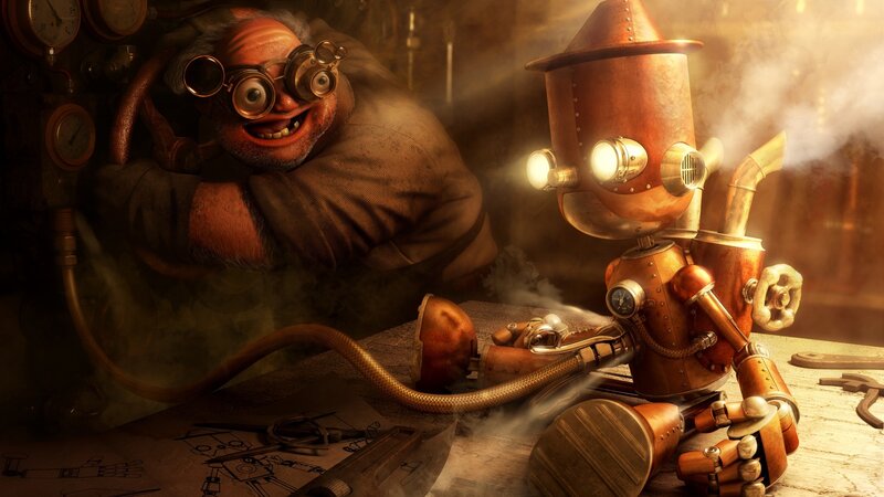 Scientist with Robot — Brown