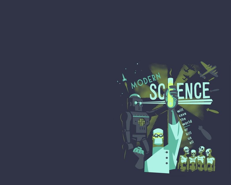 Scientist with Robot — Dark Blue