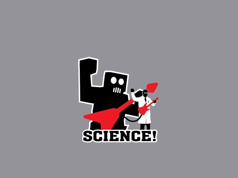 Scientist with Robot — Gray, Playful