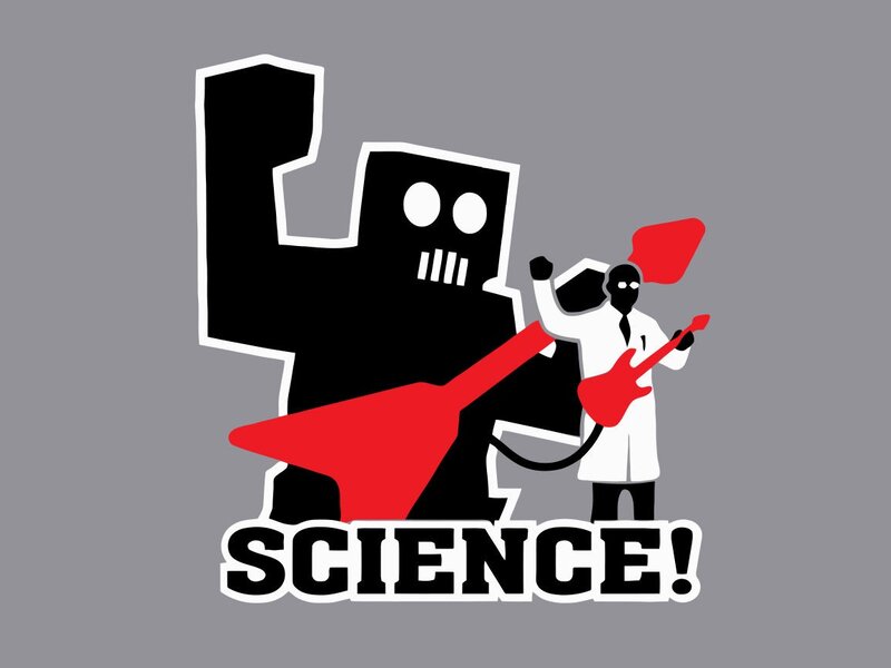 Scientist with Robot — Gray