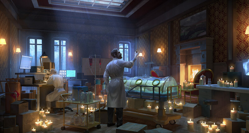 Scientists in a Lab — White