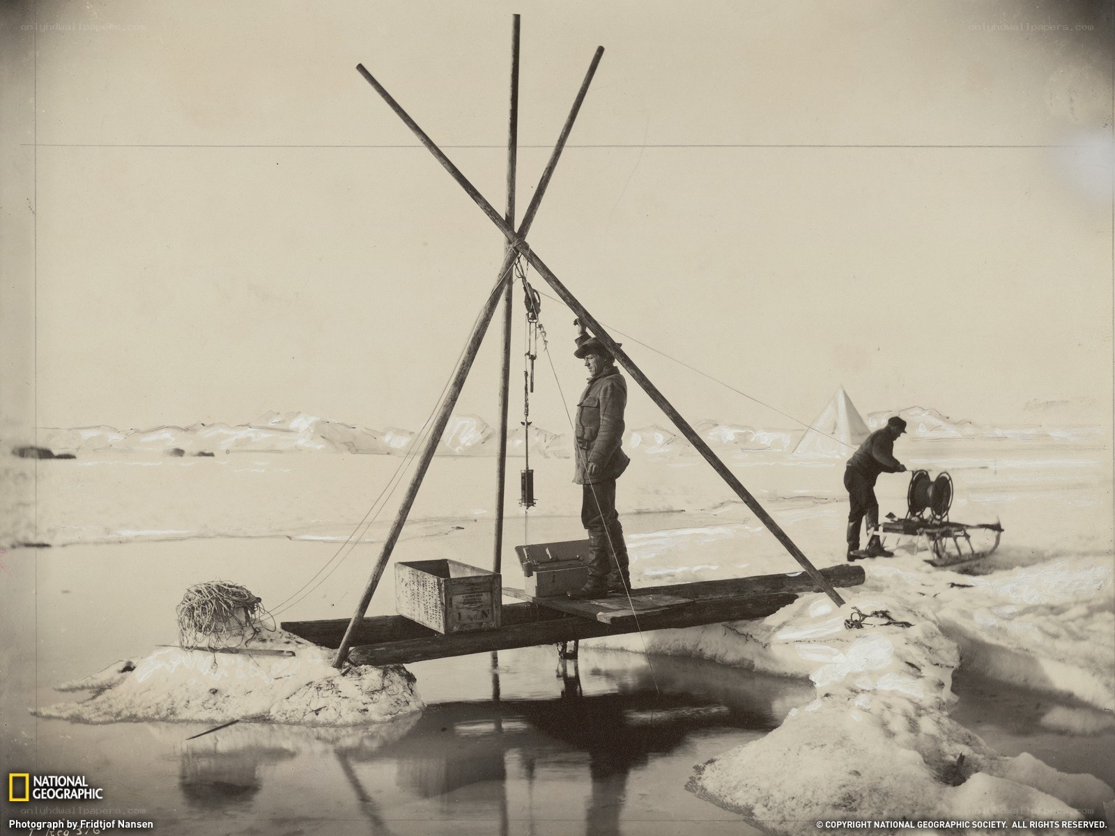 Scientists on an ice floe