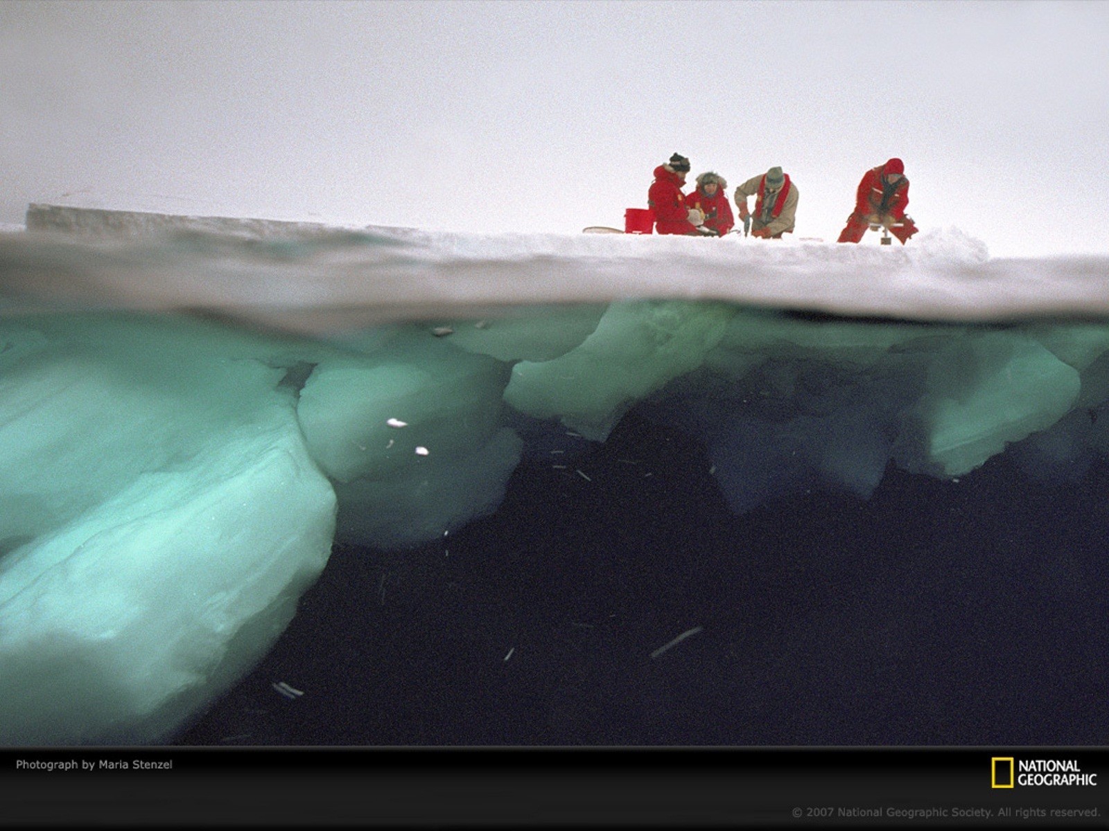 Scientists on an ice floe