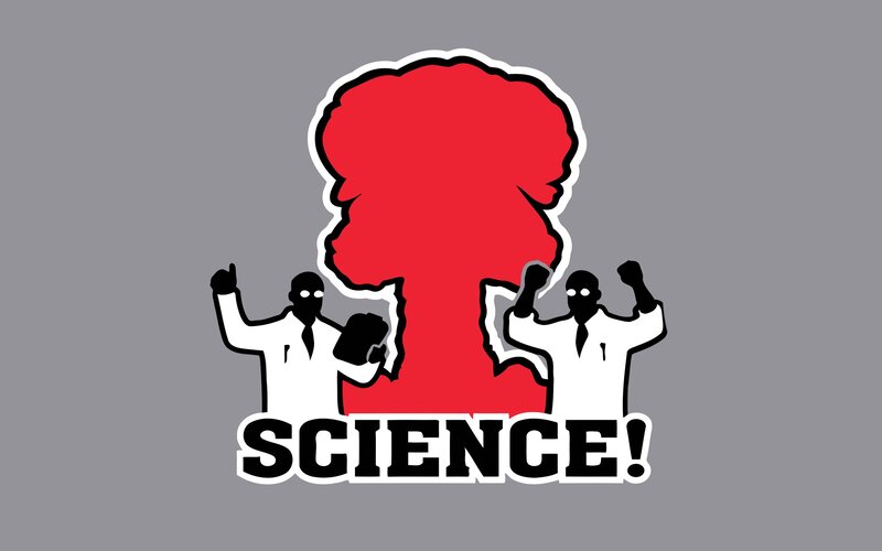 Scientists with Explosion — Red