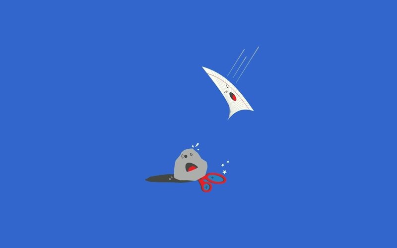 Scissors and paper fight