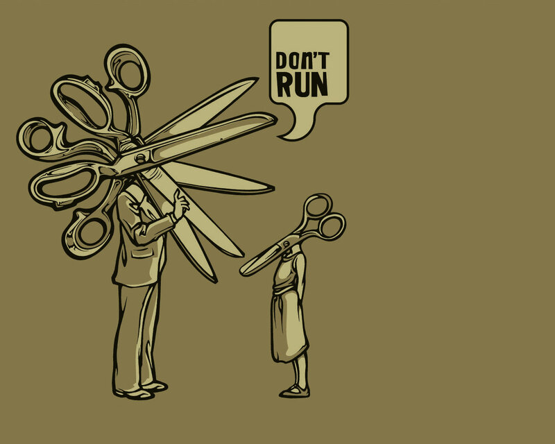 Scissors monster warns not to run