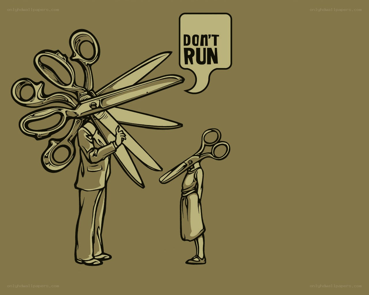 Scissors monster warns not to run