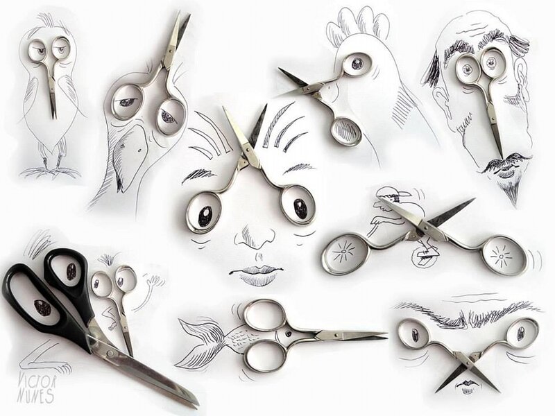 Scissors with Drawn Faces