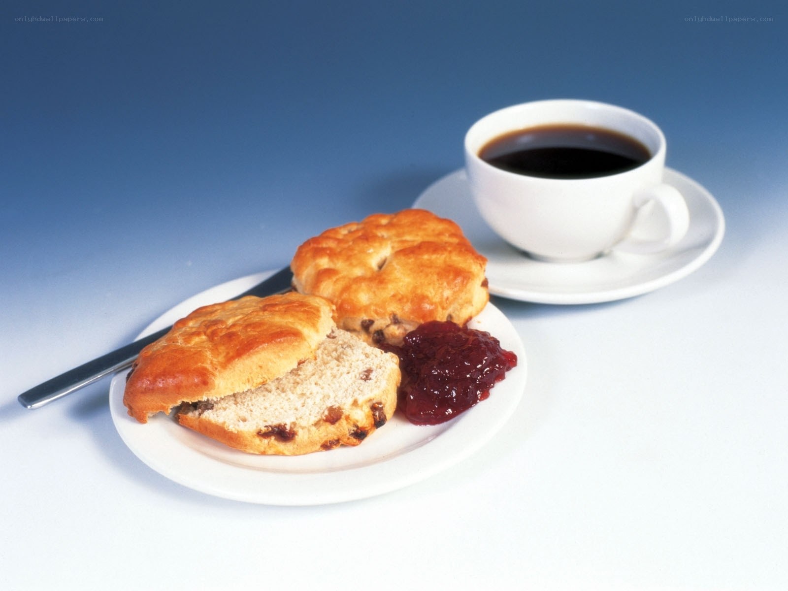 scones with jam and coffee