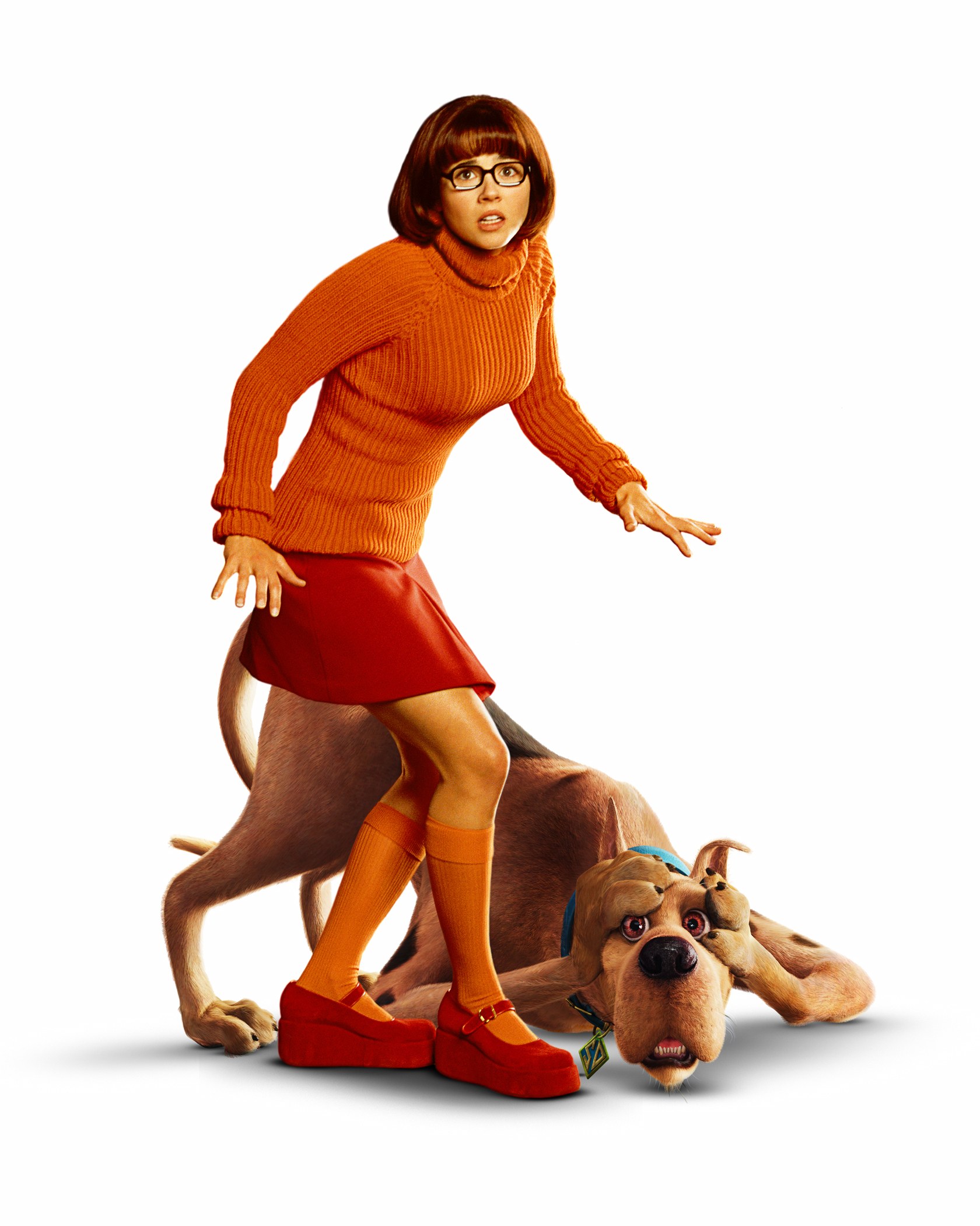Scooby-Doo and Velma in action
